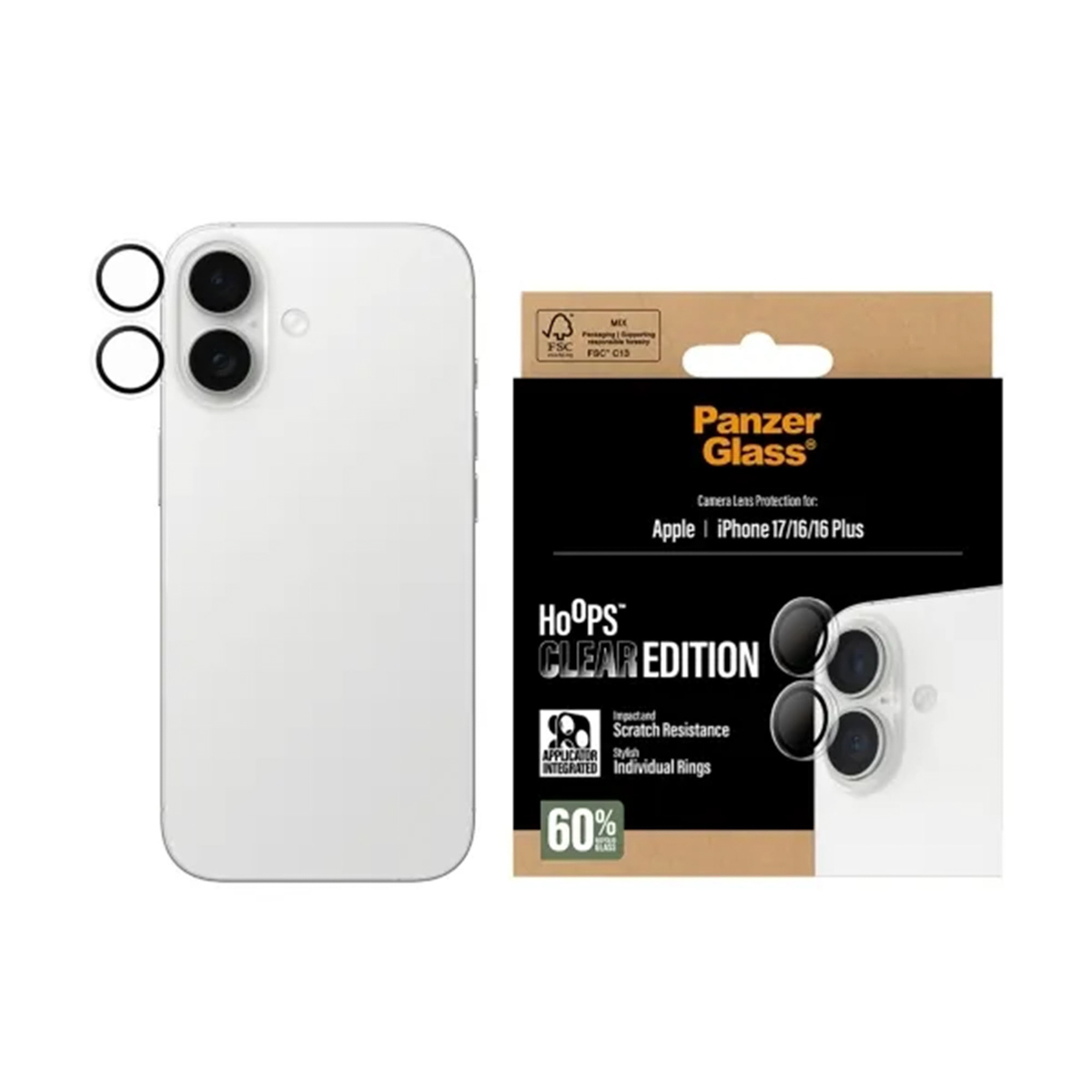 PanzerGlass Protection Caméra Hoops Optic Rings Apple iPhone 17 - Transparent
