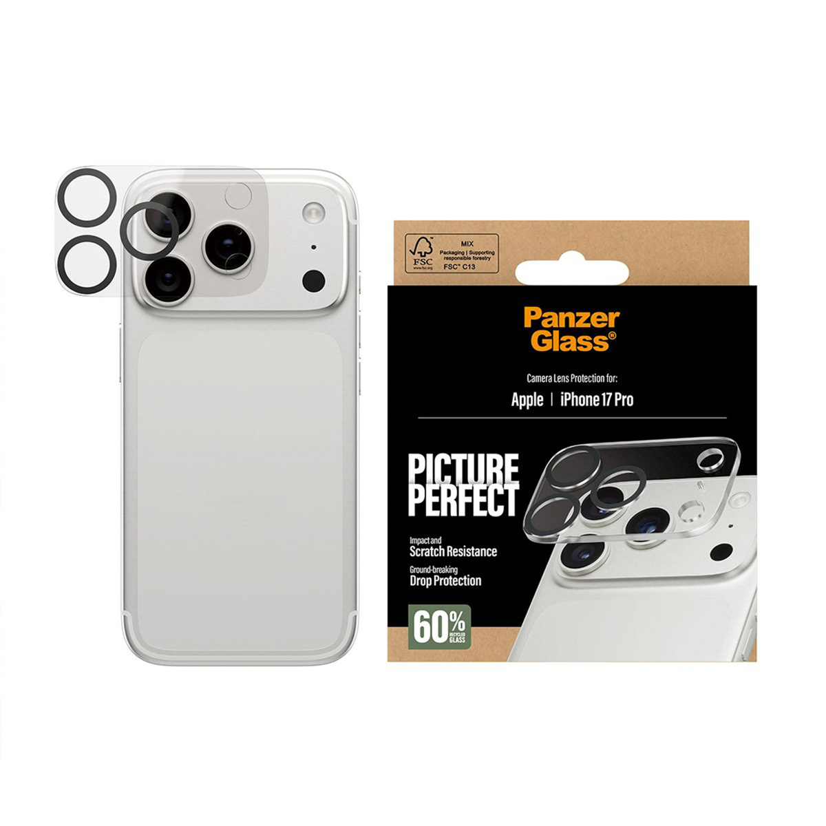 PanzerGlass PicturePerfect Camera Lens Protector voor de Apple iPhone 17 Pro