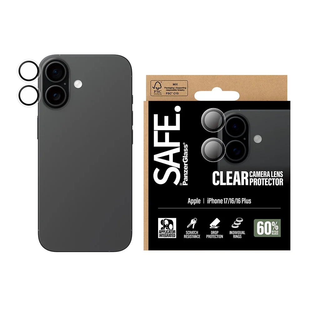 SAFE by PanzerGlass Camera Lens Protector voor de Apple iPhone 17 - Transparant