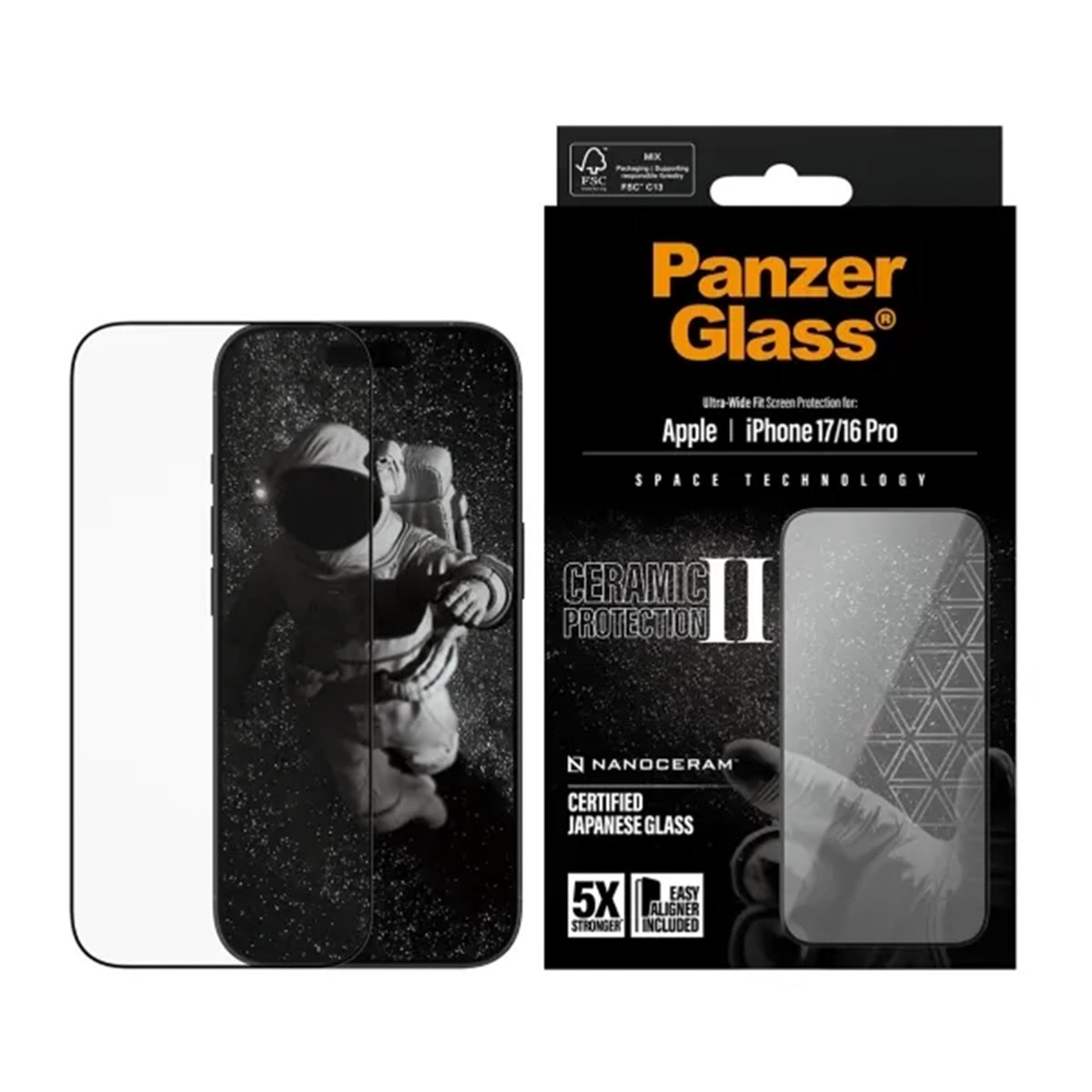 PanzerGlass Ceramic Screenprotector met applicator voor de Apple iPhone 17