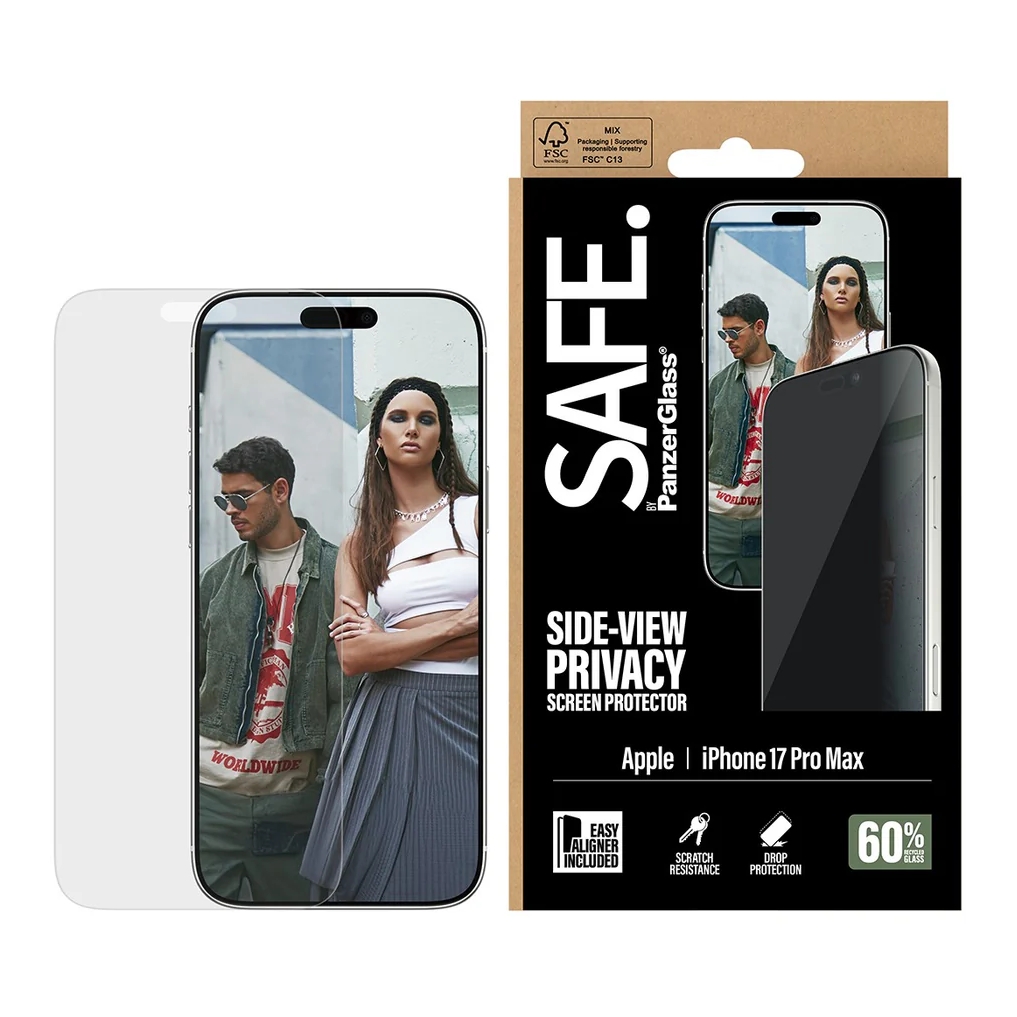 SAFE by PanzerGlass Protection d'écran Privacy Ultra-Wide Fit avec applicateur Apple iPhone 17 Pro Max