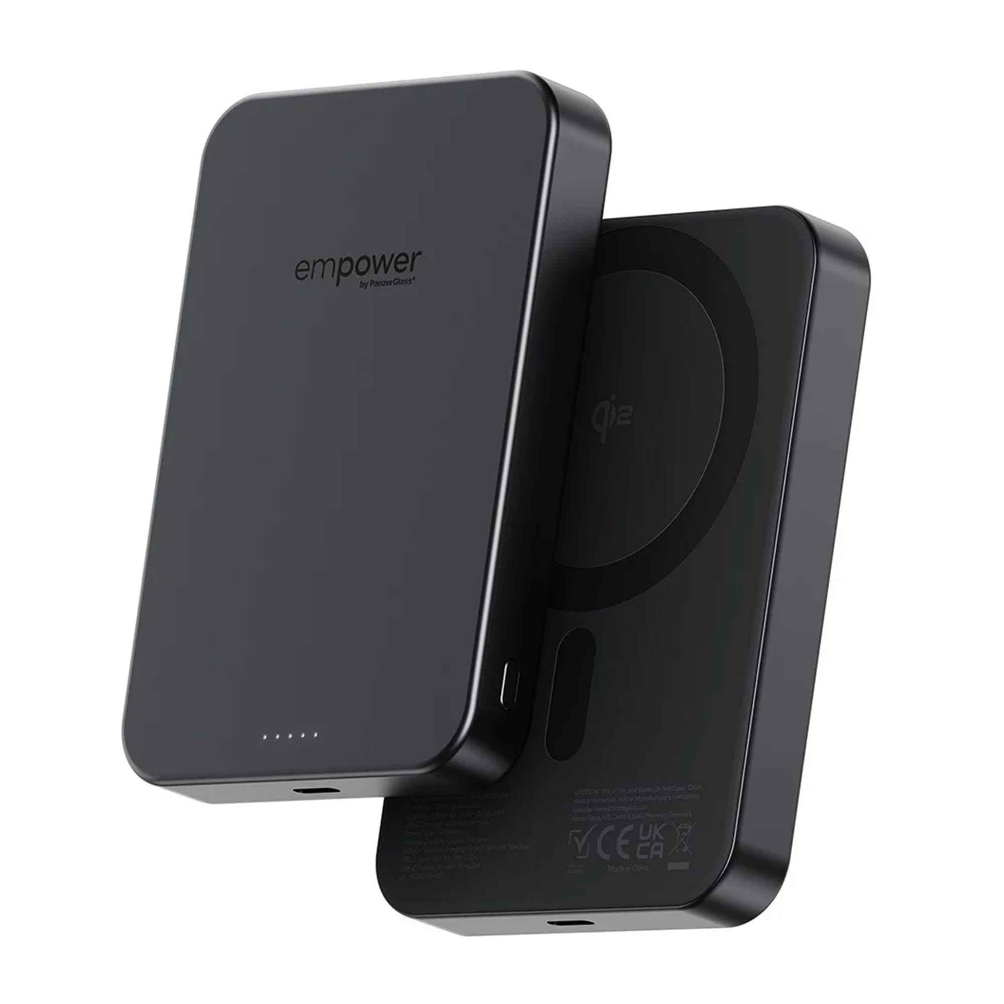 Empower by PanzerGlass Empower Bank Powerbank 10.000 mAh - Draadloze Powerbank - Geschikt voor MagSafe en Qi2 - Space Black