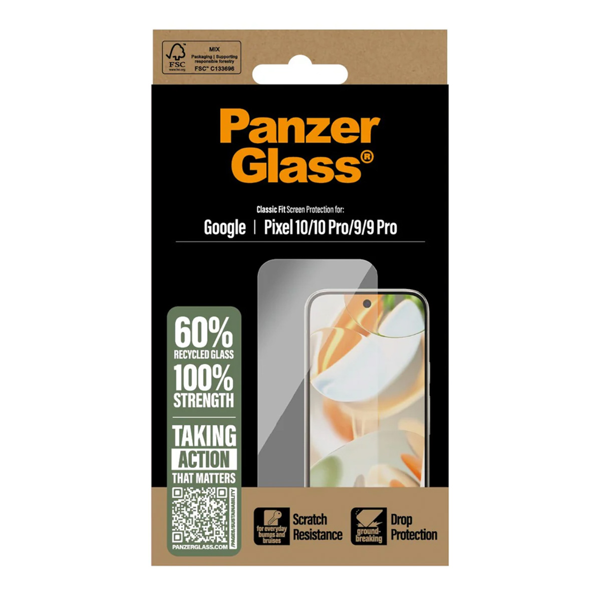 PanzerGlass Anti-Bacterial Screenprotector voor de Google Pixel 10 / 10 Pro