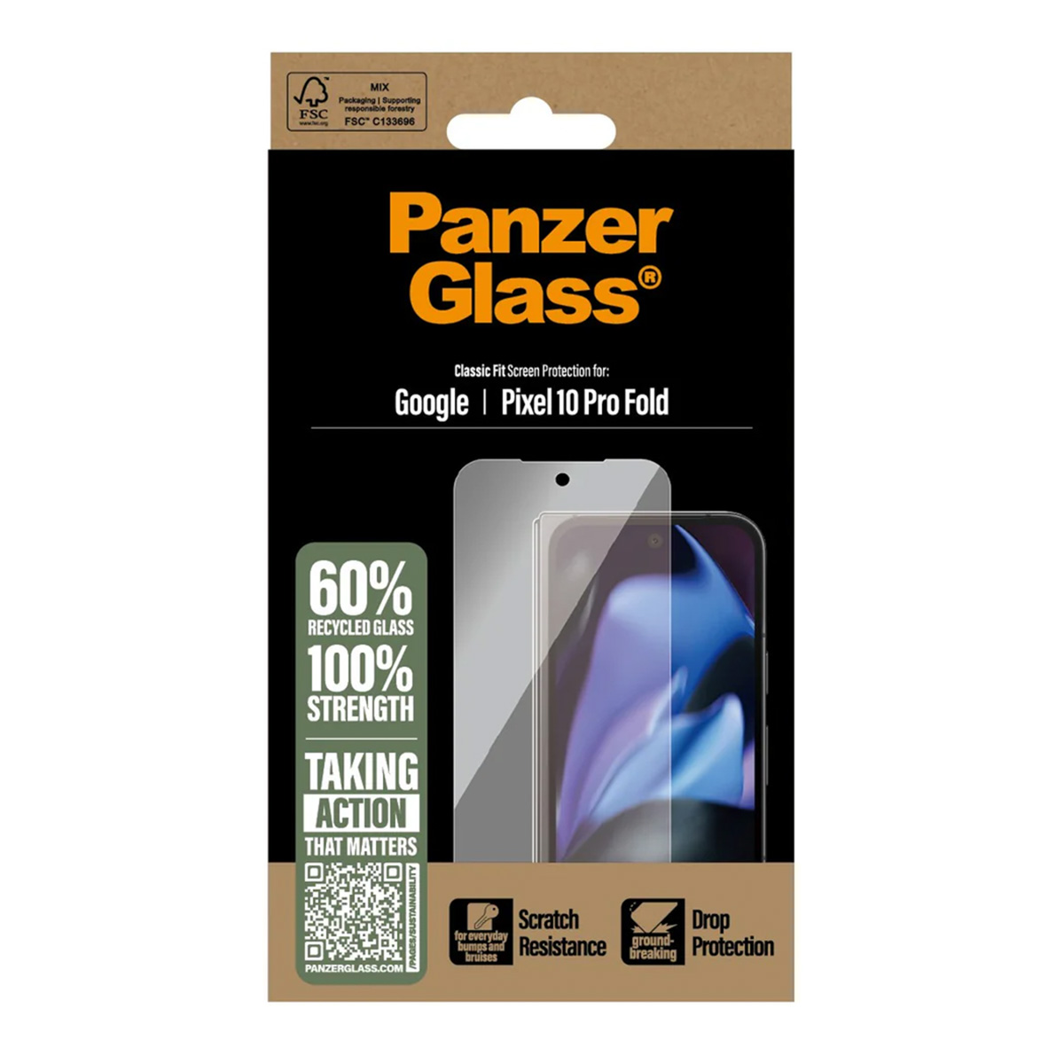PanzerGlass Anti-Bacterial Screenprotector voor de Google Pixel 10 Pro Fold