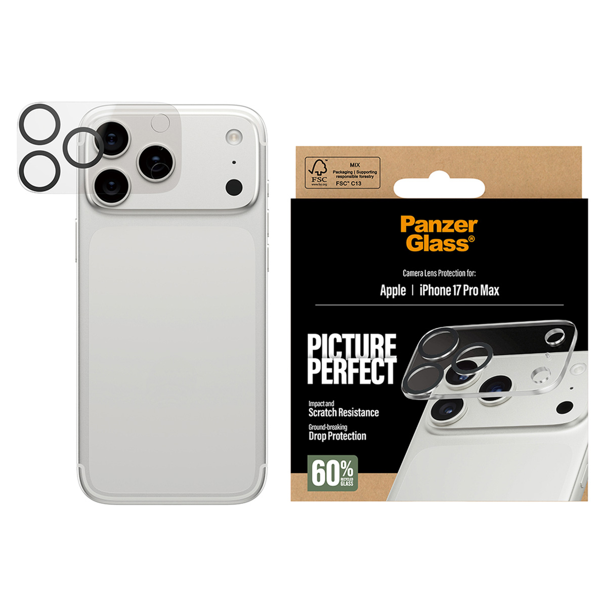 PanzerGlass PicturePerfect Camera Lens Protector voor de Apple iPhone 17 Pro Max