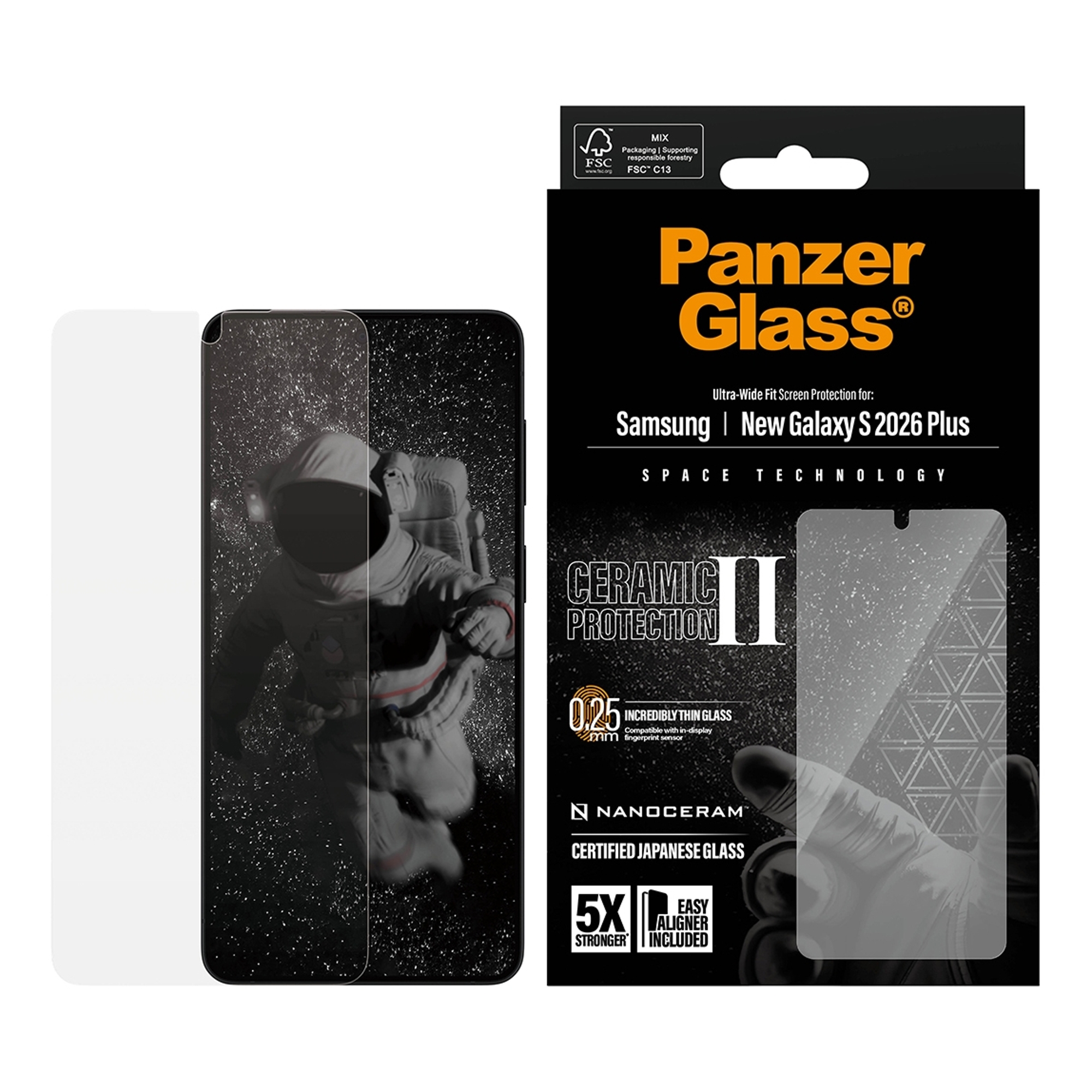 PanzerGlass Ceramic Screenprotector met applicator voor de Samsung Galaxy S26 Plus