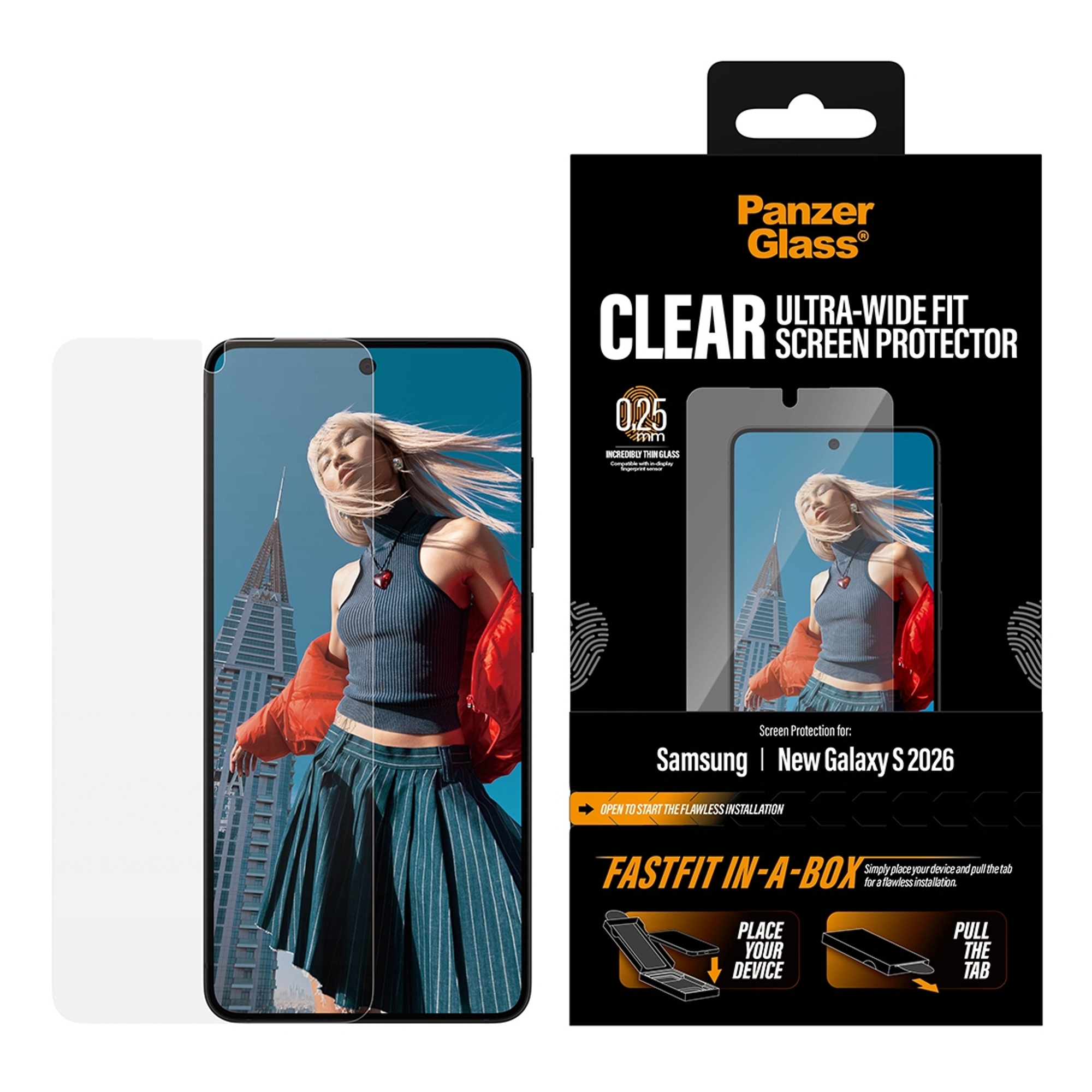 PanzerGlass Ultra Wide Fit FastFit in-a-box Protection d'écran Samsung Galaxy S26