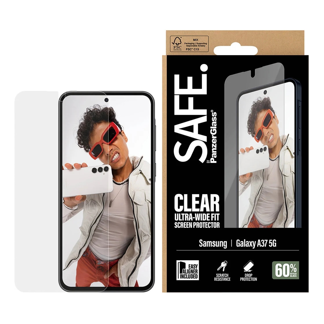SAFE by PanzerGlass Protection d'écran Ultra-Wide Fit avec applicateur Samsung Galaxy A37 (5G)