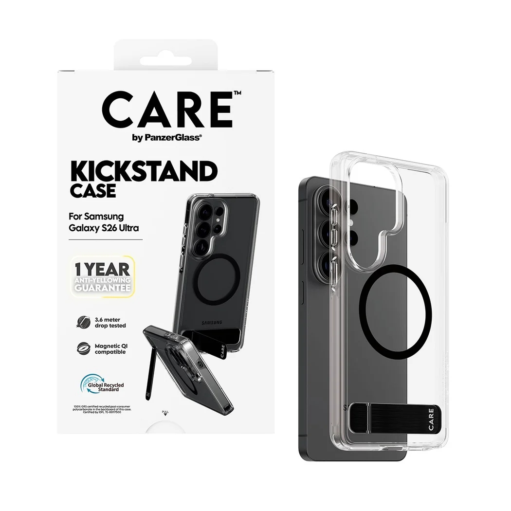 CARE by PanzerGlass Urban Explorer coque arrière MagSafe Transparente avec Kickstand Samsung Galaxy S26 Ultra - Transparent