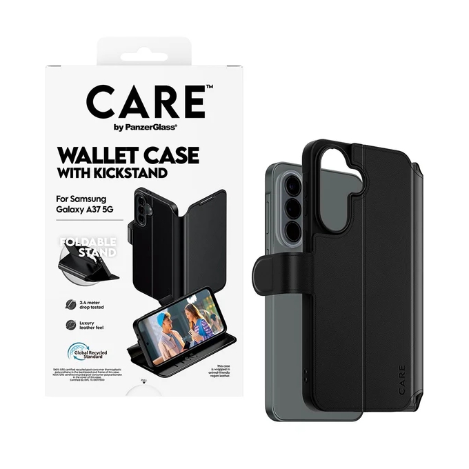 CARE by PanzerGlass Feature Wallet Case w. Kickstand voor de Samsung Galaxy A37 (5G) - Zwart
