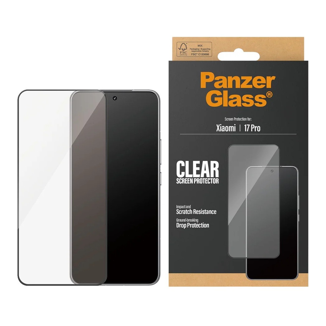 PanzerGlass Protection d'écran Ultra-Wide Fit Anti-bactérienne avec applicateur Xiaomi 17 Pro
