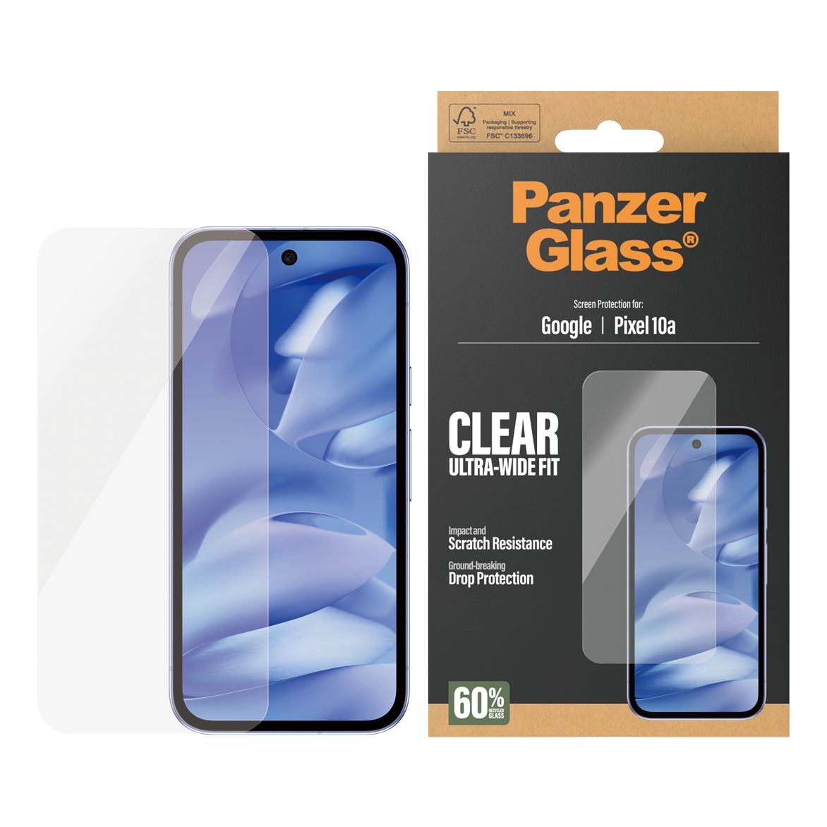PanzerGlass Anti-Bacterial Screenprotector voor de Google Pixel 10a