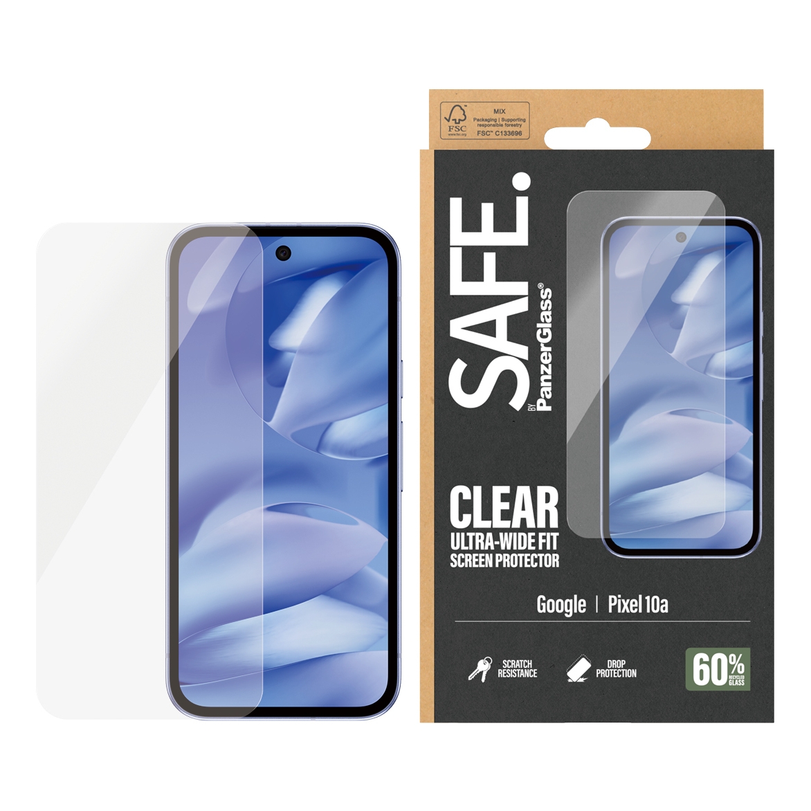 SAFE by PanzerGlass Protection d'écran Ultra-Wide Fit avec applicateur Google Pixel 10a