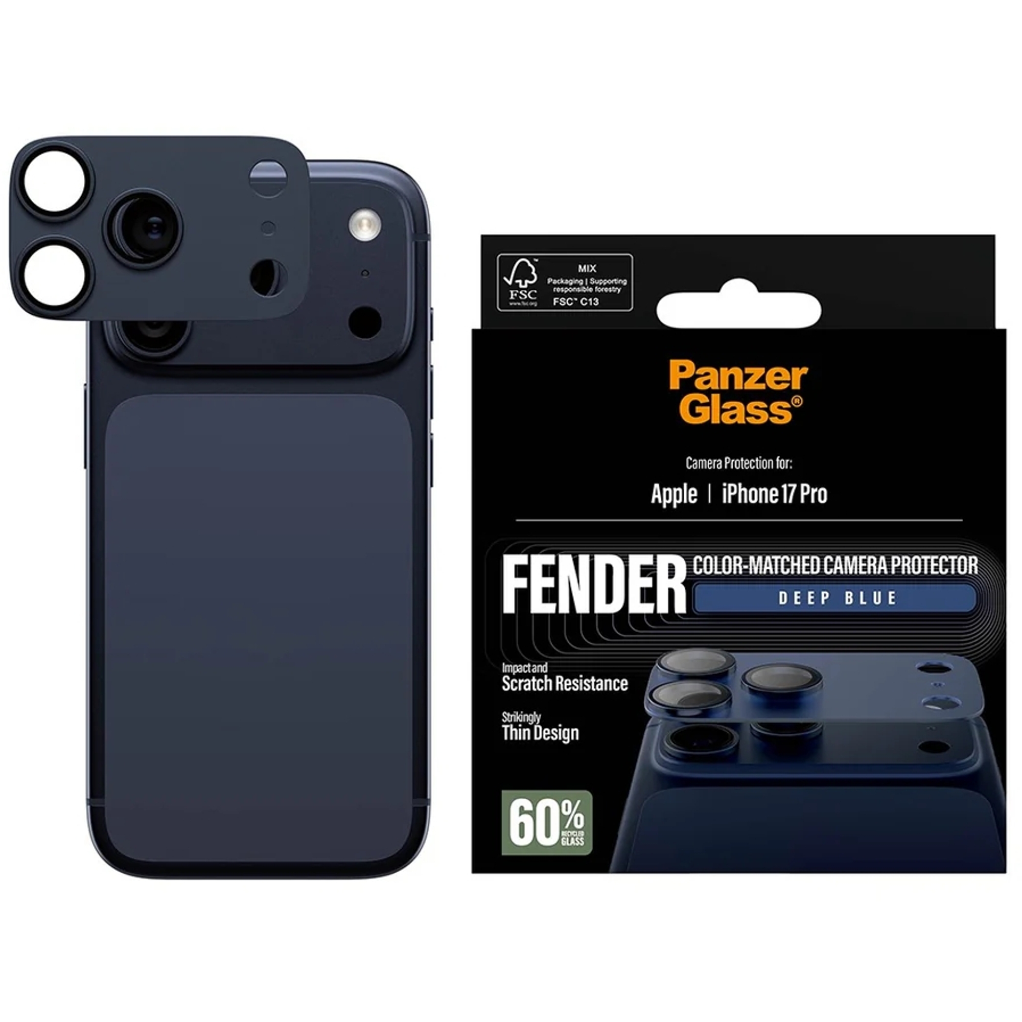 PanzerGlass Fender Camera Protector voor de iPhone 17 Pro - Deep Blue