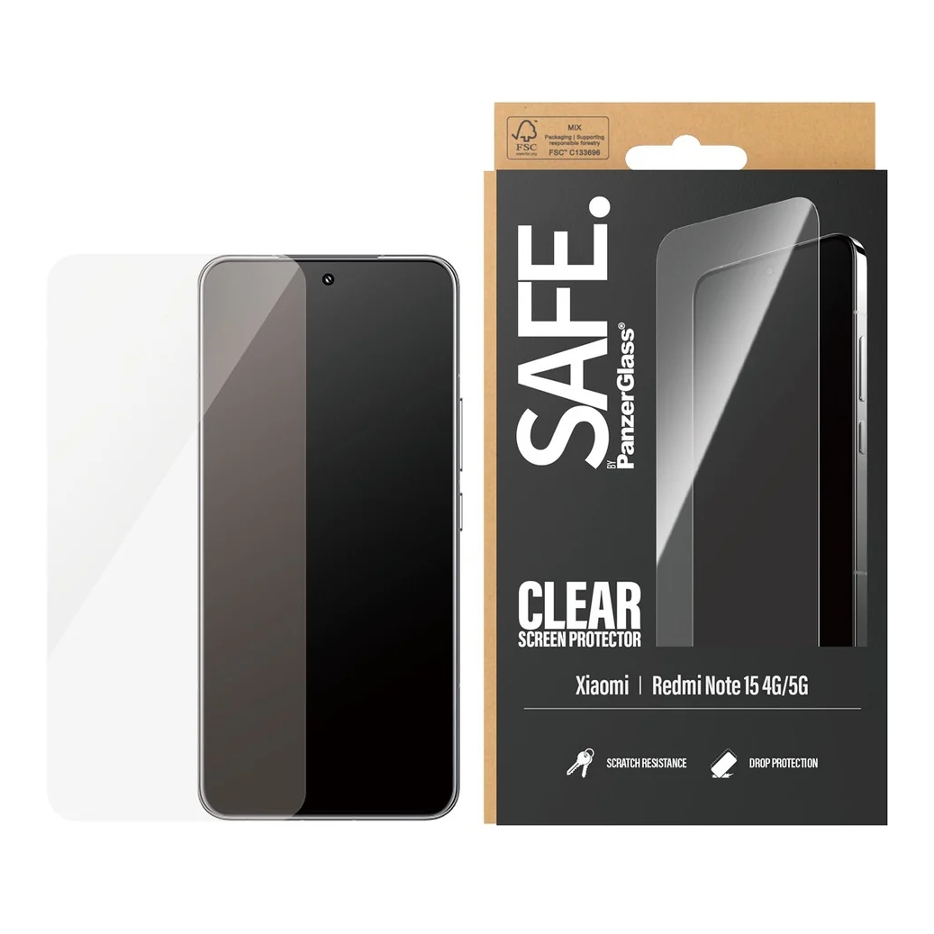 SAFE by PanzerGlass Ultra-Wide Fit Screenprotector voor de Xiaomi Redmi Note 15 (5G)