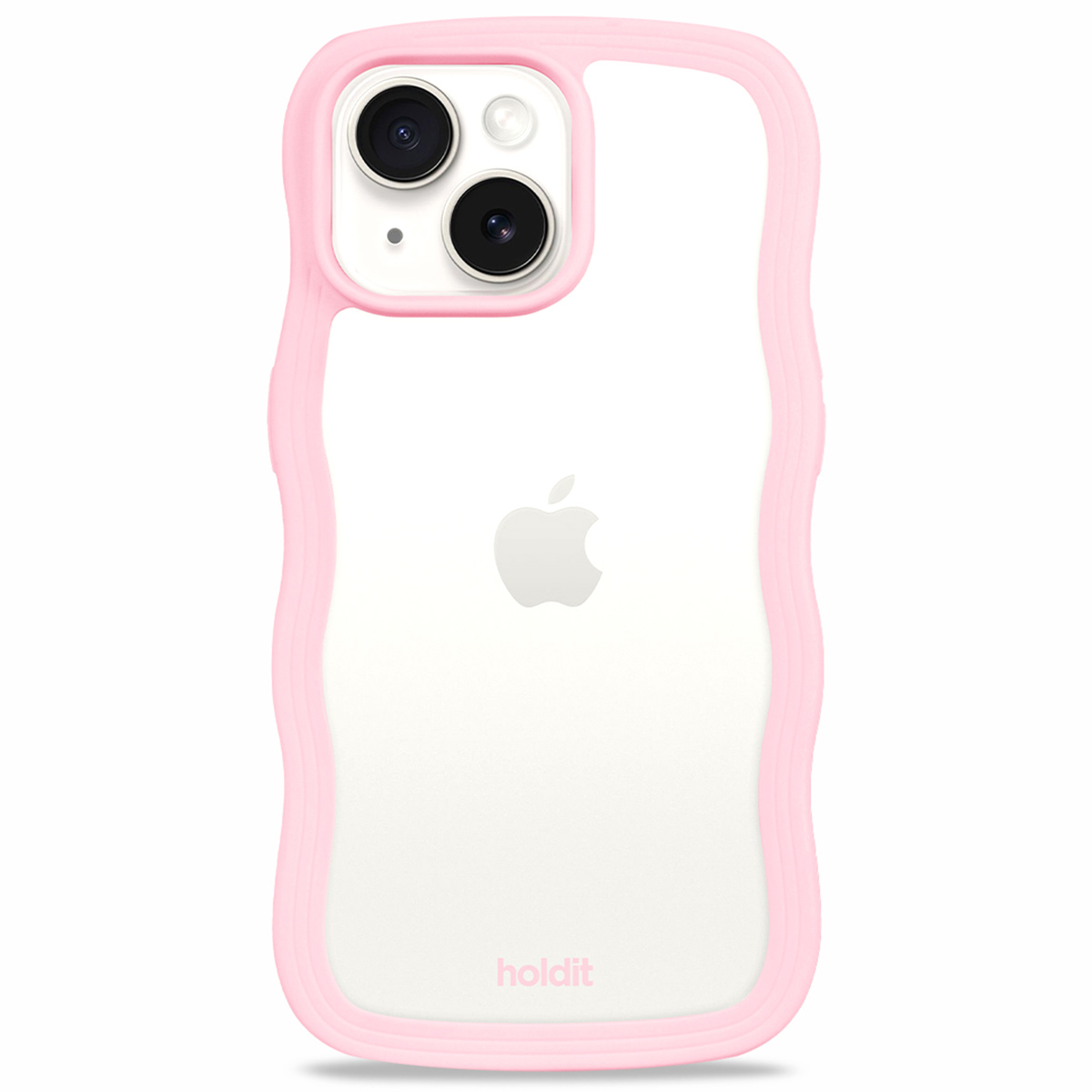 Holdit Wavy Case voor de Apple iPhone 17e / 16e / 15 / 14 / 13 - Transparent / Pink