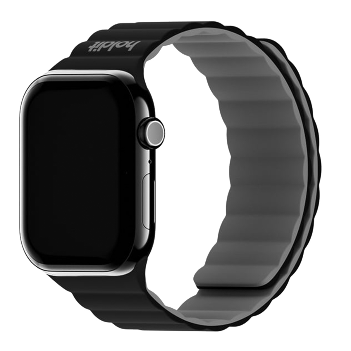 Holdit Bracelet en silicone magnétique Apple Watch | 44/45/46/49 mm - Black / Grey