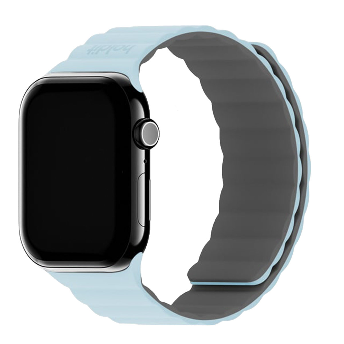 Holdit Bracelet en silicone magnétique Apple Watch | 44/45/46/49 mm - Mineral Blue / Grey
