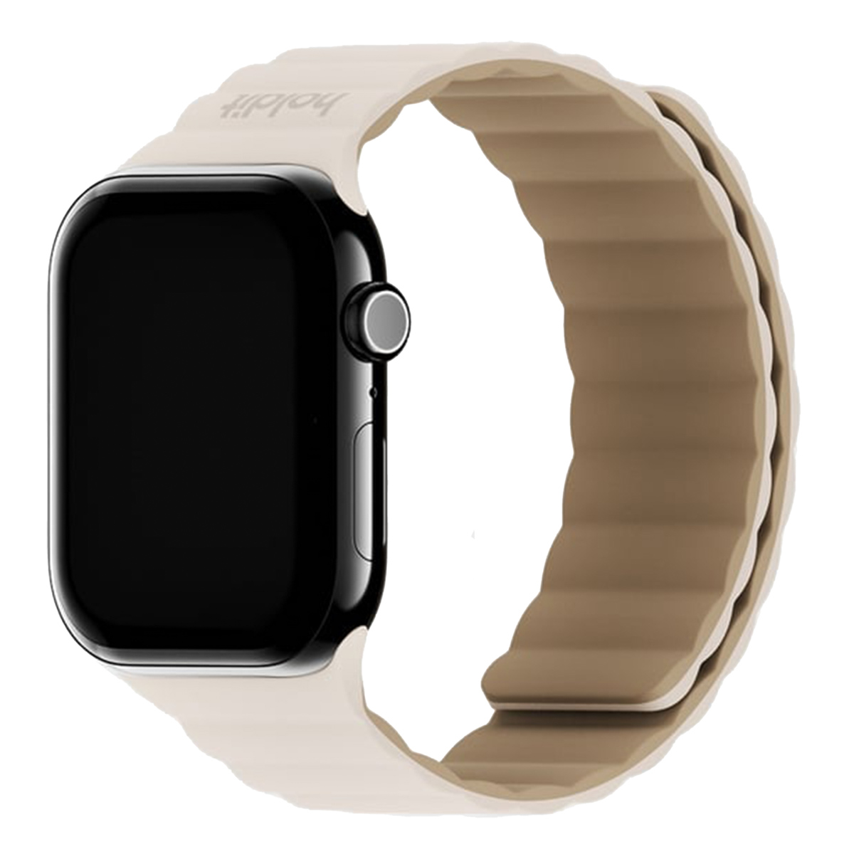 Holdit Bracelet en silicone magnétique Apple Watch | 44/45/46/49 mm - Light Beige / Beige