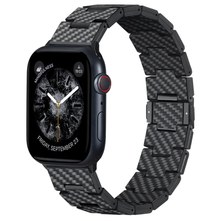 Pitaka Carbon Fiber bandje voor de Apple Watch | 44/45/46/49 mm - Retro Carbon Black