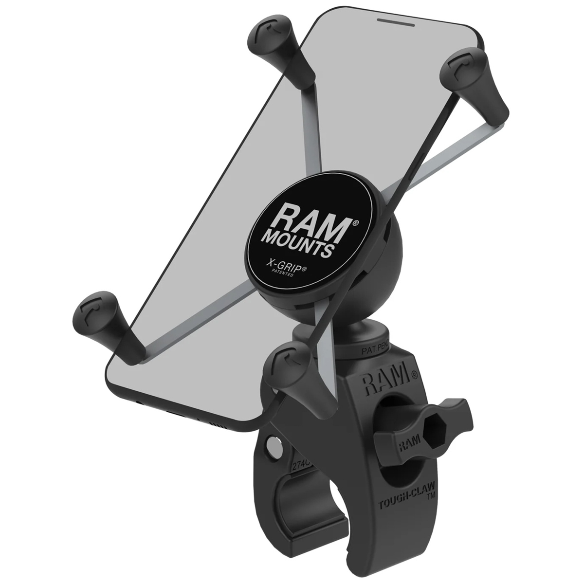RAM Mounts X-Grip® Tough-claw Telefoonhouder Fiets / Scooter / Motor - 360° draaibaar - Universeel - Groot - Zwart