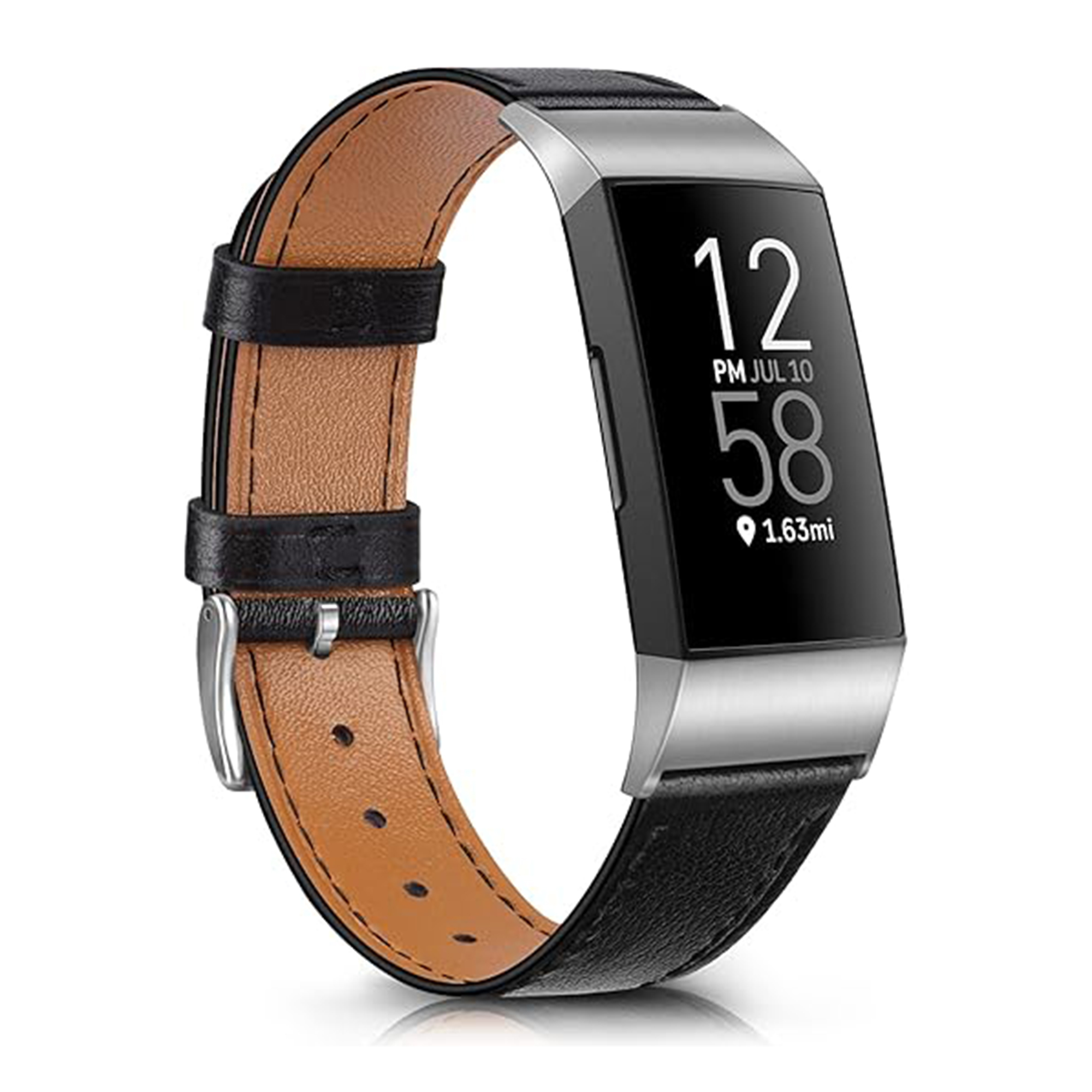 Bracelet Leather Fitbit Charge 3 / 4 - Taille L - Noir