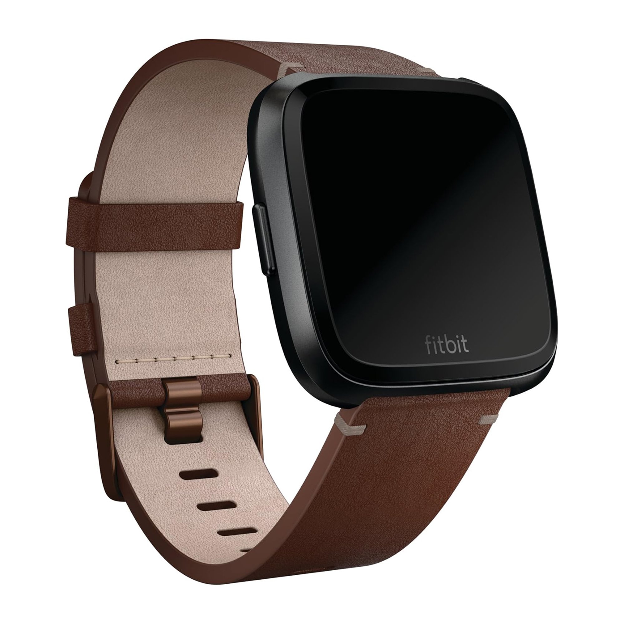 Bracelet Leather Fitbit Versa / Versa 2 / Versa Lite - Taille L - Cognac