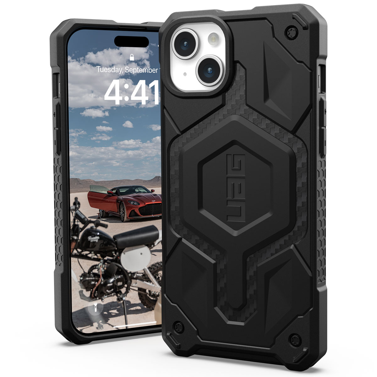 UAG Coque arrière Monarch Pro Apple iPhone 15 Plus - Carbon Fiber