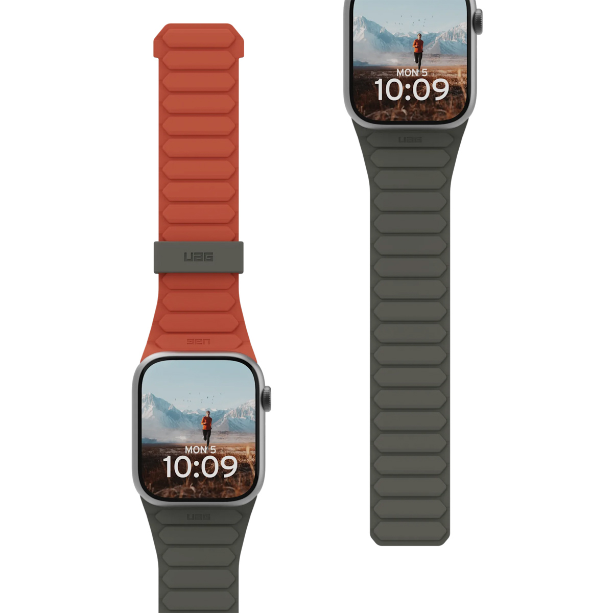 UAG Bracelet Pathfinder réversible en silicone Apple Watch | 44/45/46/49 mm - Olive/Rust