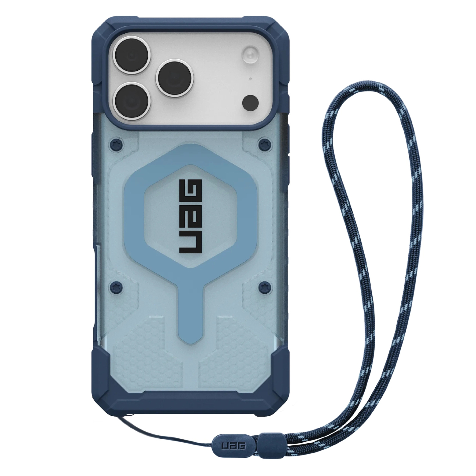 UAG Coque Pathfinder Clear MagSafe avec Lanyard Apple iPhone 17 Pro - Clear / Blue Lanyard