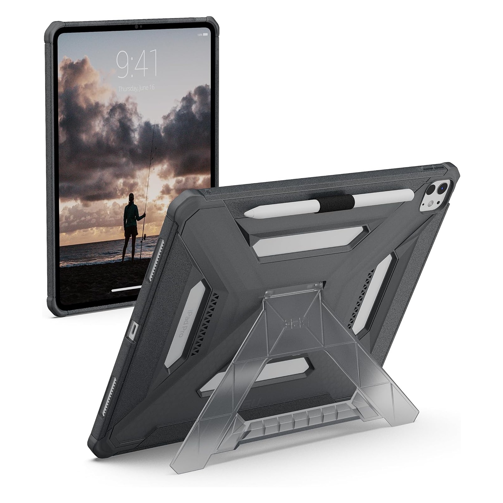 UAG Scout Plus Backcover met stand voor de Apple iPad Pro 13 (2025) M5 / (2024) M4 - Ash
