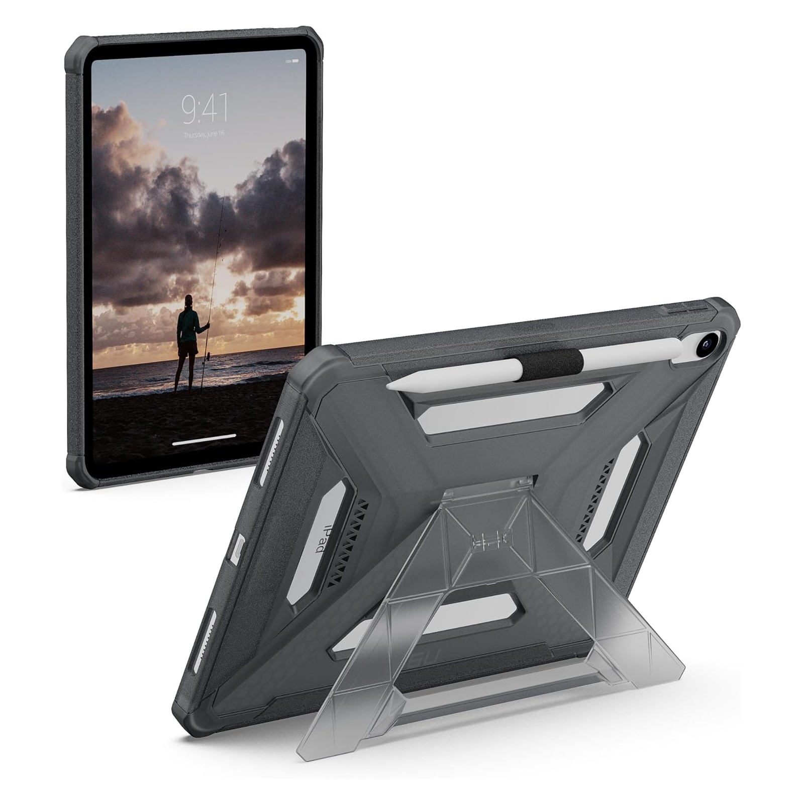 UAG Scout Plus Backcover met stand voor de Apple iPad 11 (2025) 11 inch A16 / iPad 10 (2022) 10.9 inch - Ash