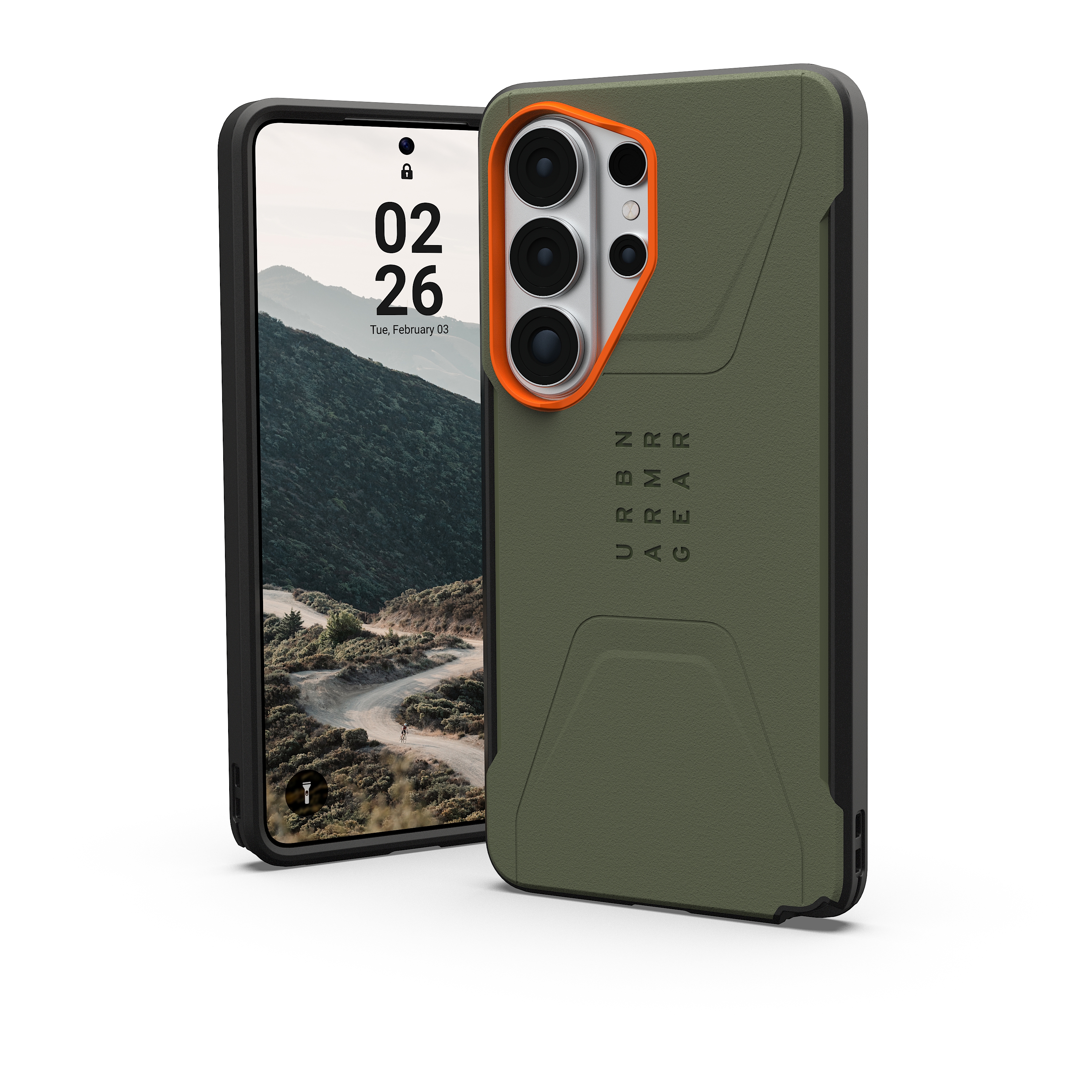 UAG Coque Civilian MagSafe Samsung Galaxy S26 Ultra - Olive Drab / Orange