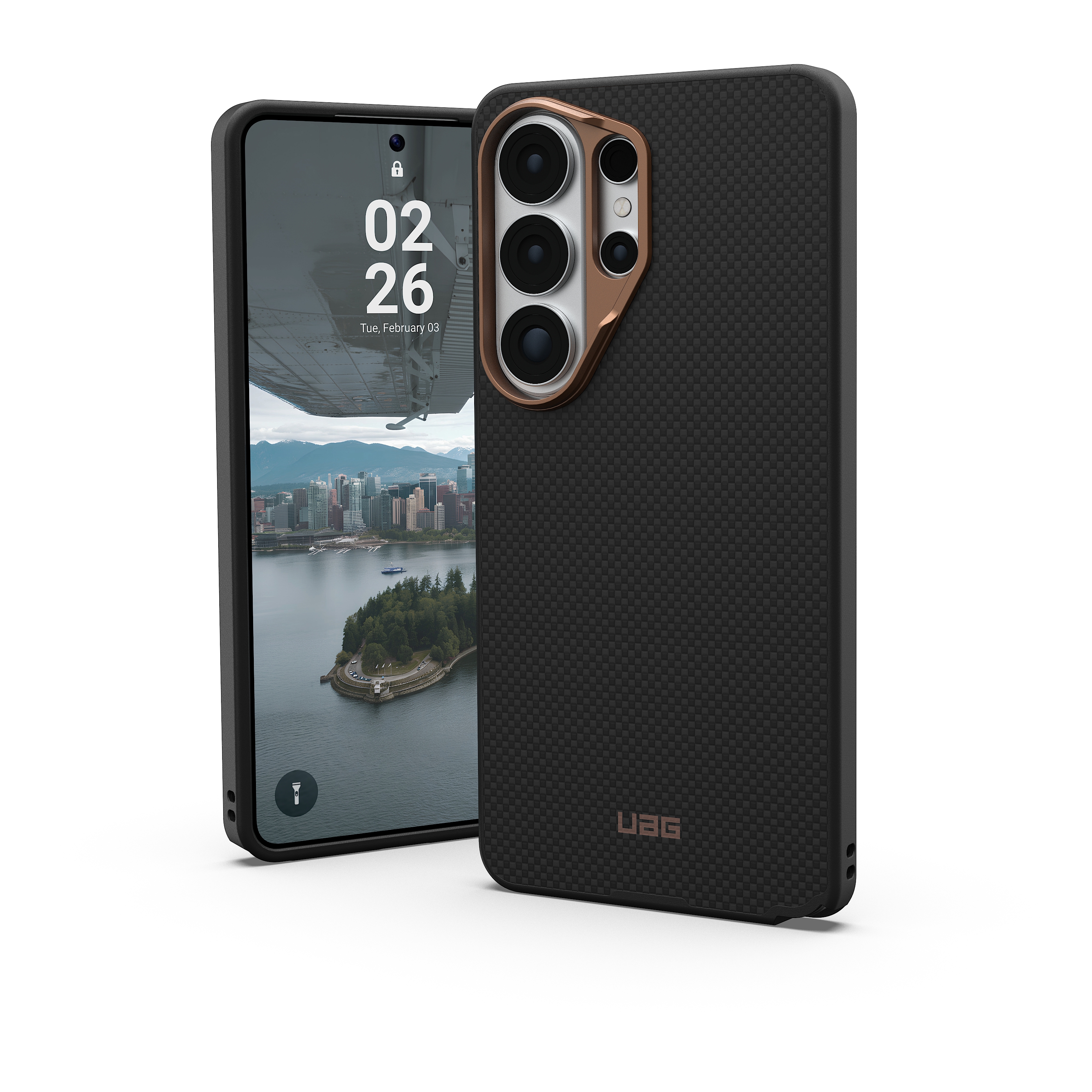 UAG Fibr Armr Backcover met Magneetring voor de Samsung Galaxy S26 Ultra - Black / Bronze