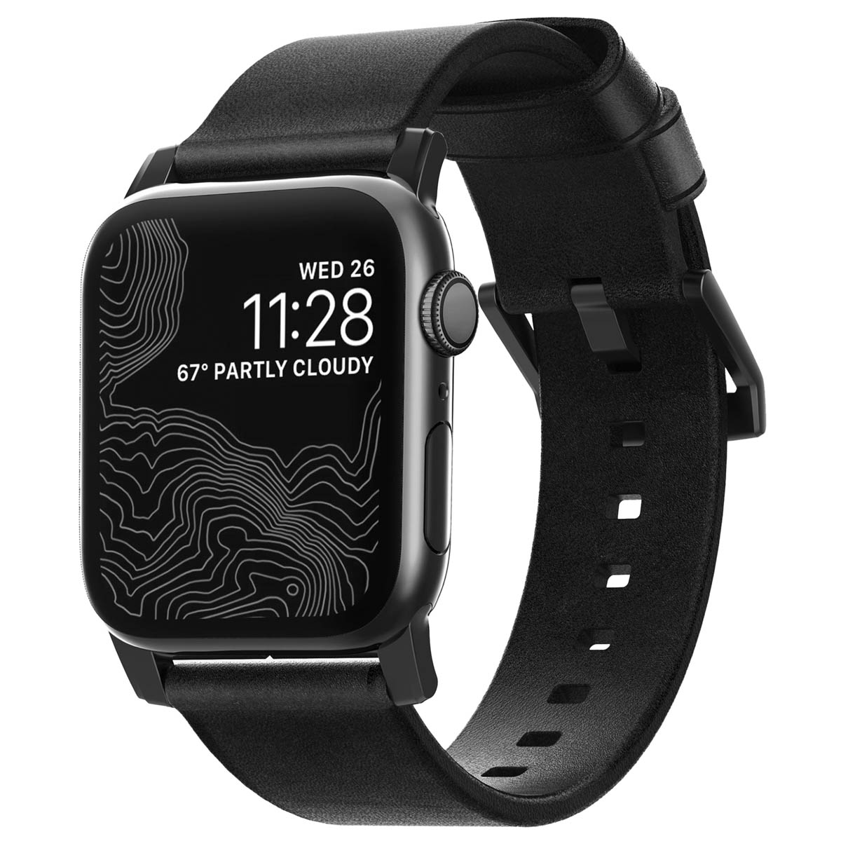 Nomad Bracelet moderne en cuir Apple Watch | 44/45/46/49 mm - Noir
