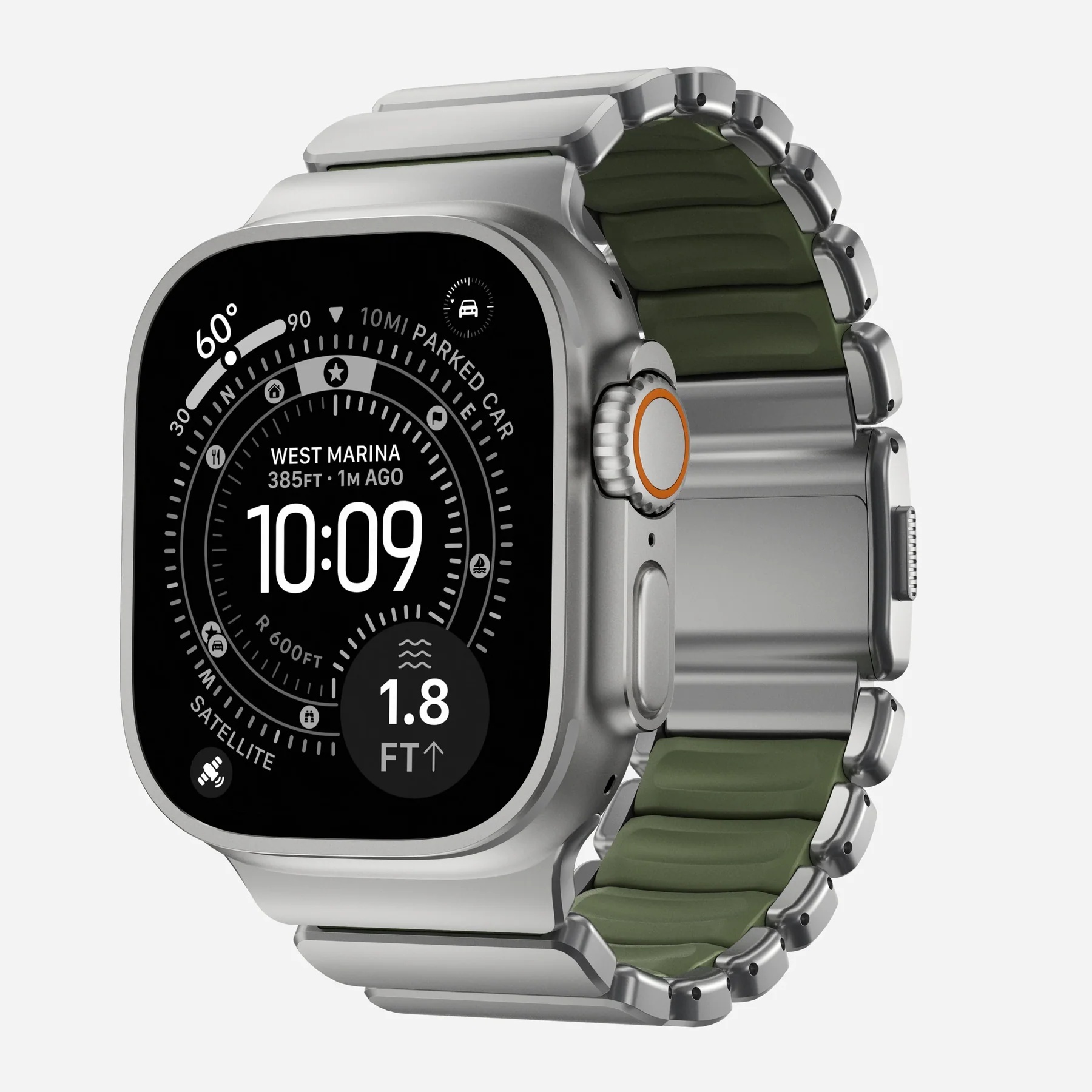 Nomad Bracelet Stratos Apple Watch | 44/45/46/49 mm - Forest Green / Natural Titanium