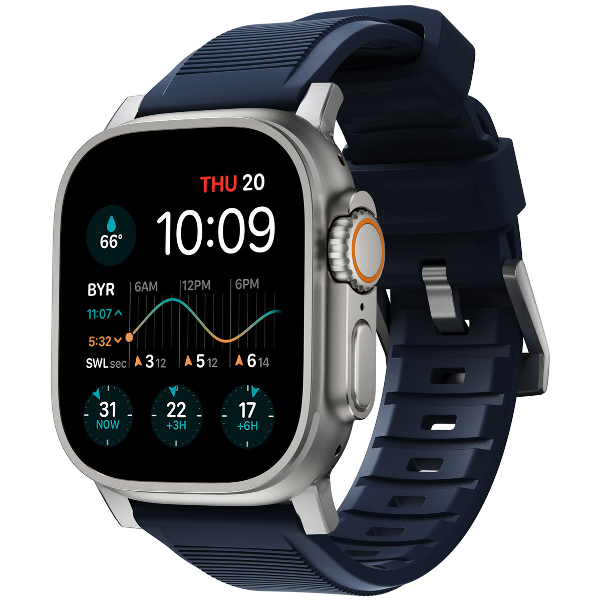 Nomad Bracelet robuste FKM Apple Watch | 44/45/46/49 mm - Argent / Bleu