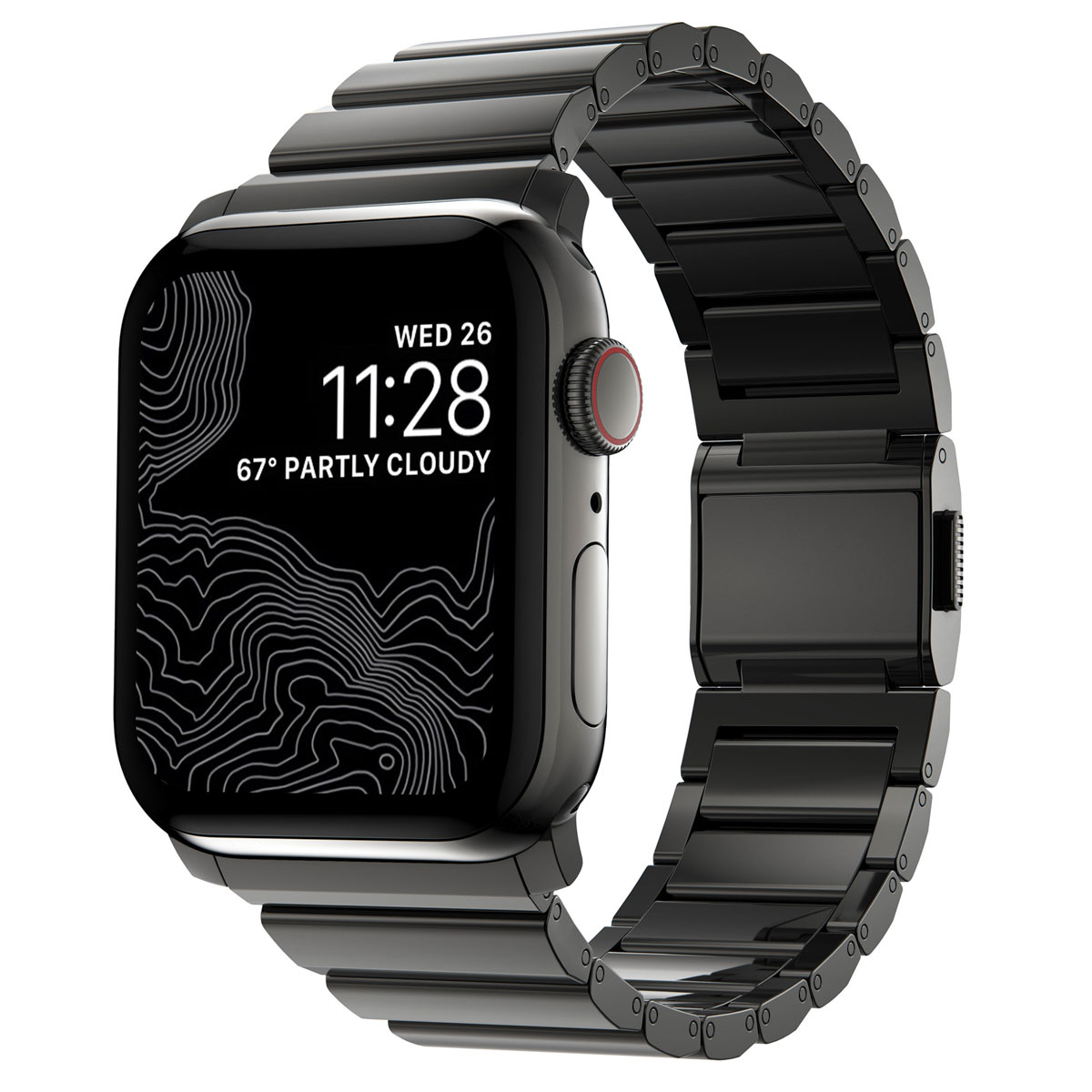 Nomad Magnetische stalen schakelband voor de Apple Watch | 44/45/46/49 mm - Graphite