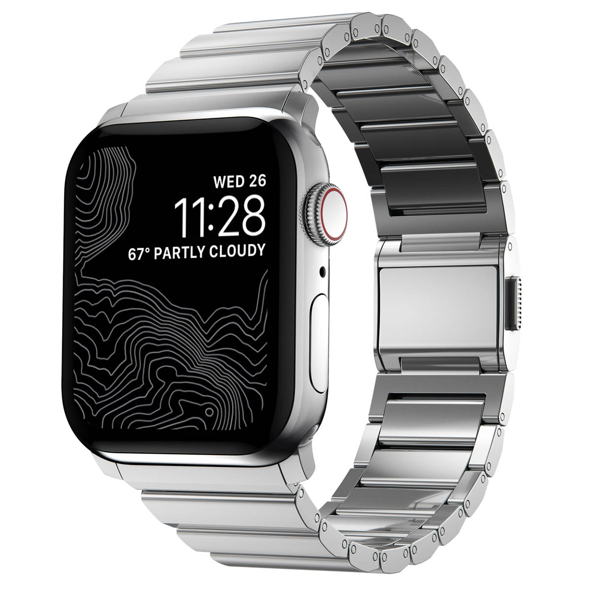 Nomad Magnetische stalen schakelband voor de Apple Watch | 44/45/46/49 mm - Silver