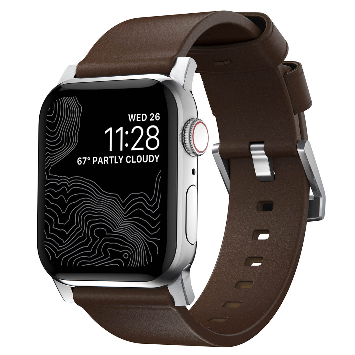 Nomad Modern Band van leder voor de Apple Watch | 44/45/46/49 mm - Brown / Silver