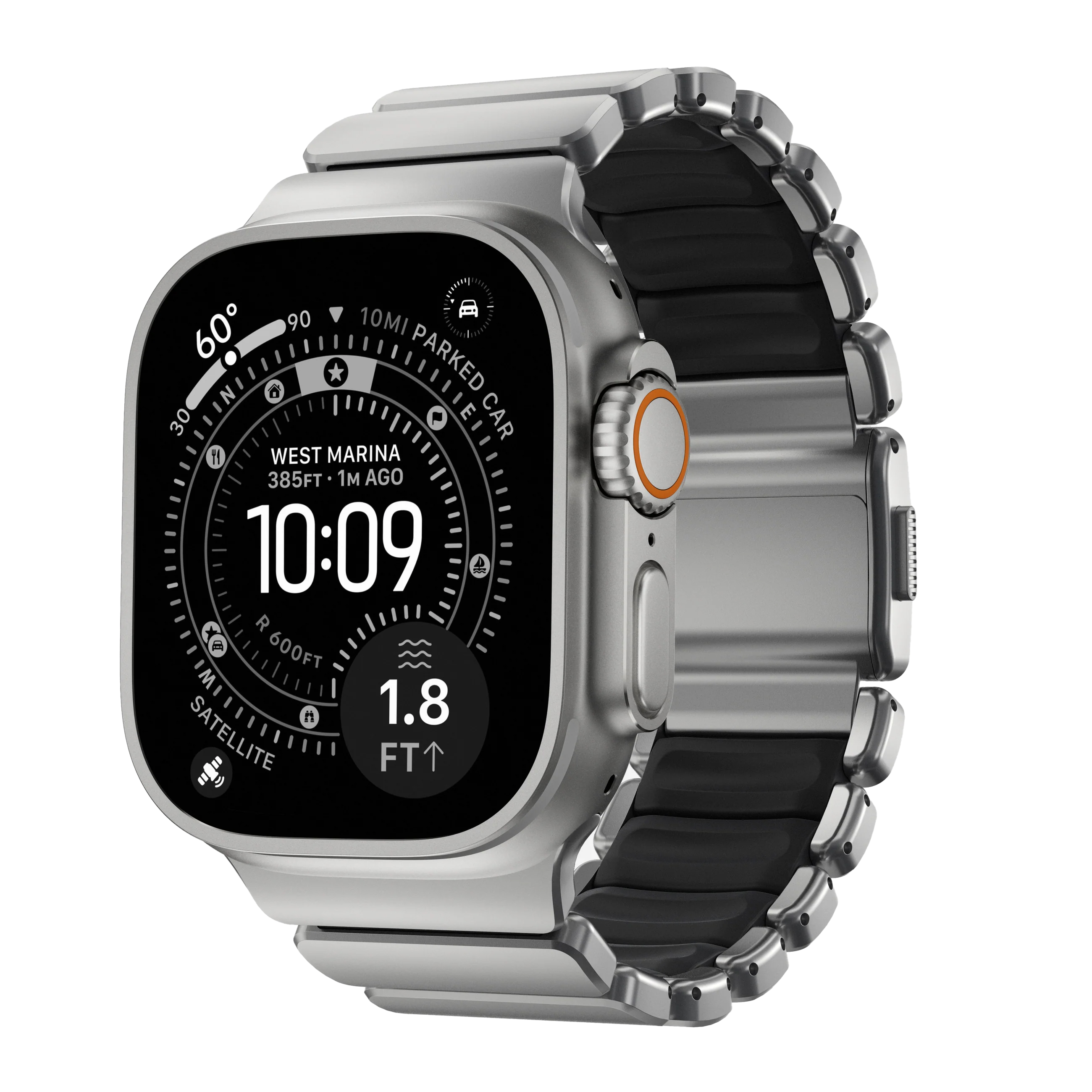 Nomad Stratos Band voor de Apple Watch | 44/45/46/49 mm - Black / Natural Titanium