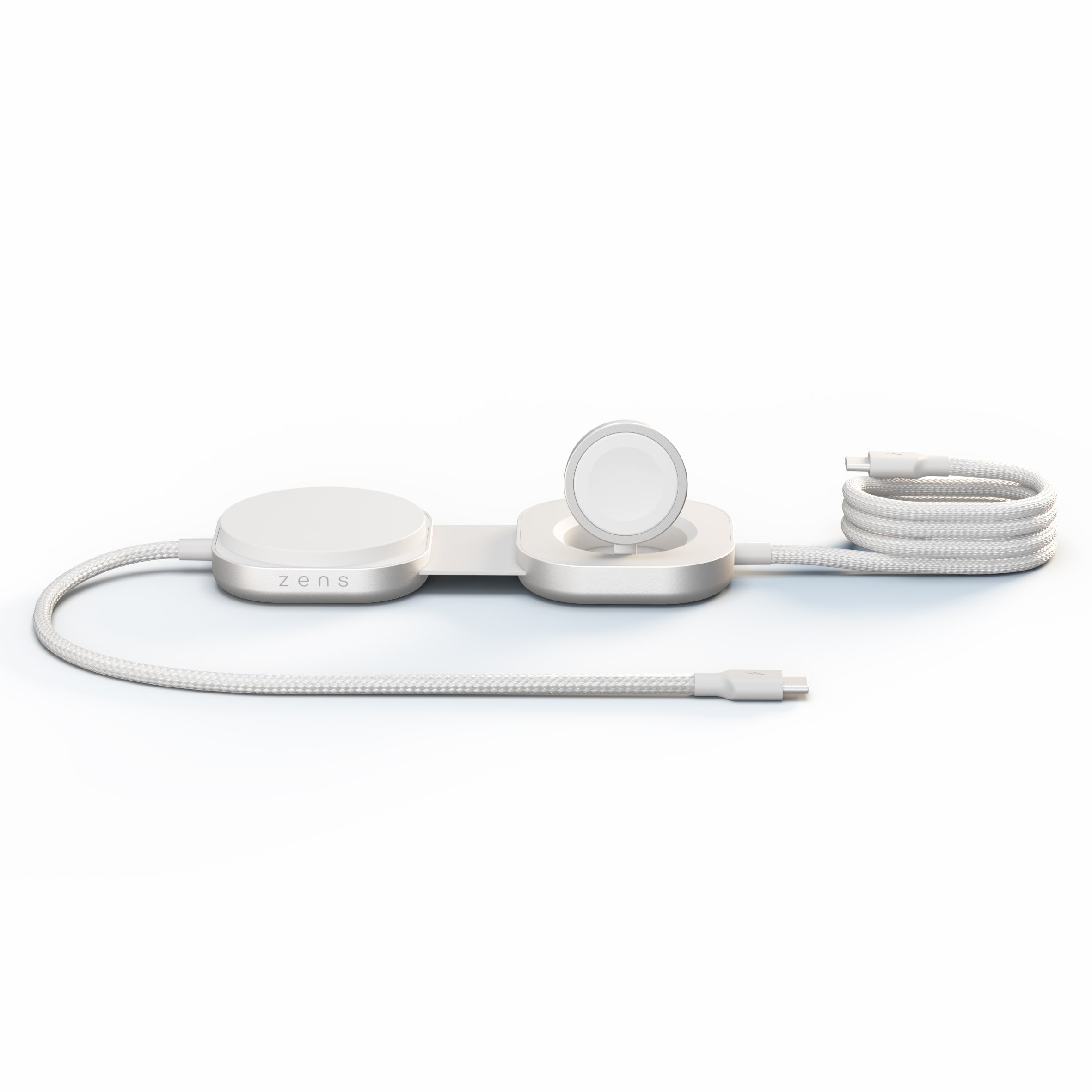 Zens Pro 3 USB-C Kabel met Draadloze Oplader voor telefoon / earbuds / Apple Watch - MagSafe en Qi2 - Wit
