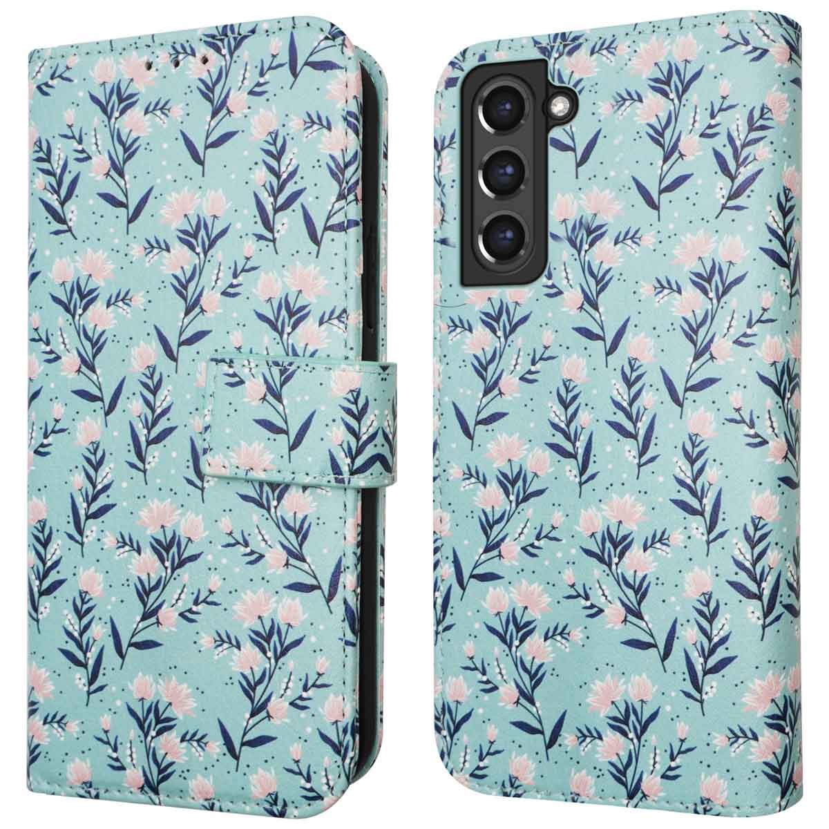 imoshion Design Bookcase voor de Samsung Galaxy S21 FE - Blue Flowers