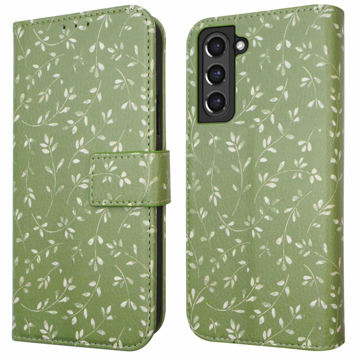 imoshion Design Bookcase voor de Samsung Galaxy S21 FE - Green Flowers
