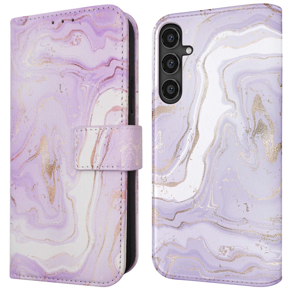 imoshion Design Bookcase voor de Samsung Galaxy S23 FE - Purple Marble