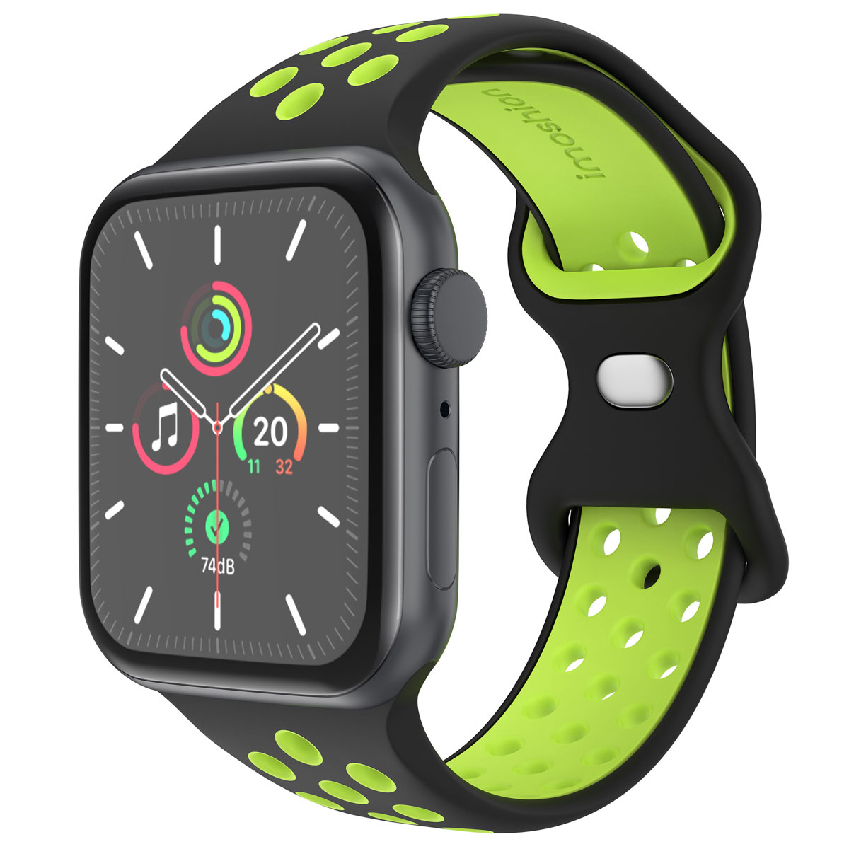 imoshion Bracelet Sport⁺ en silicone Apple Watch | 38/40/41/42 mm - Taille S/M - Black & Yellow