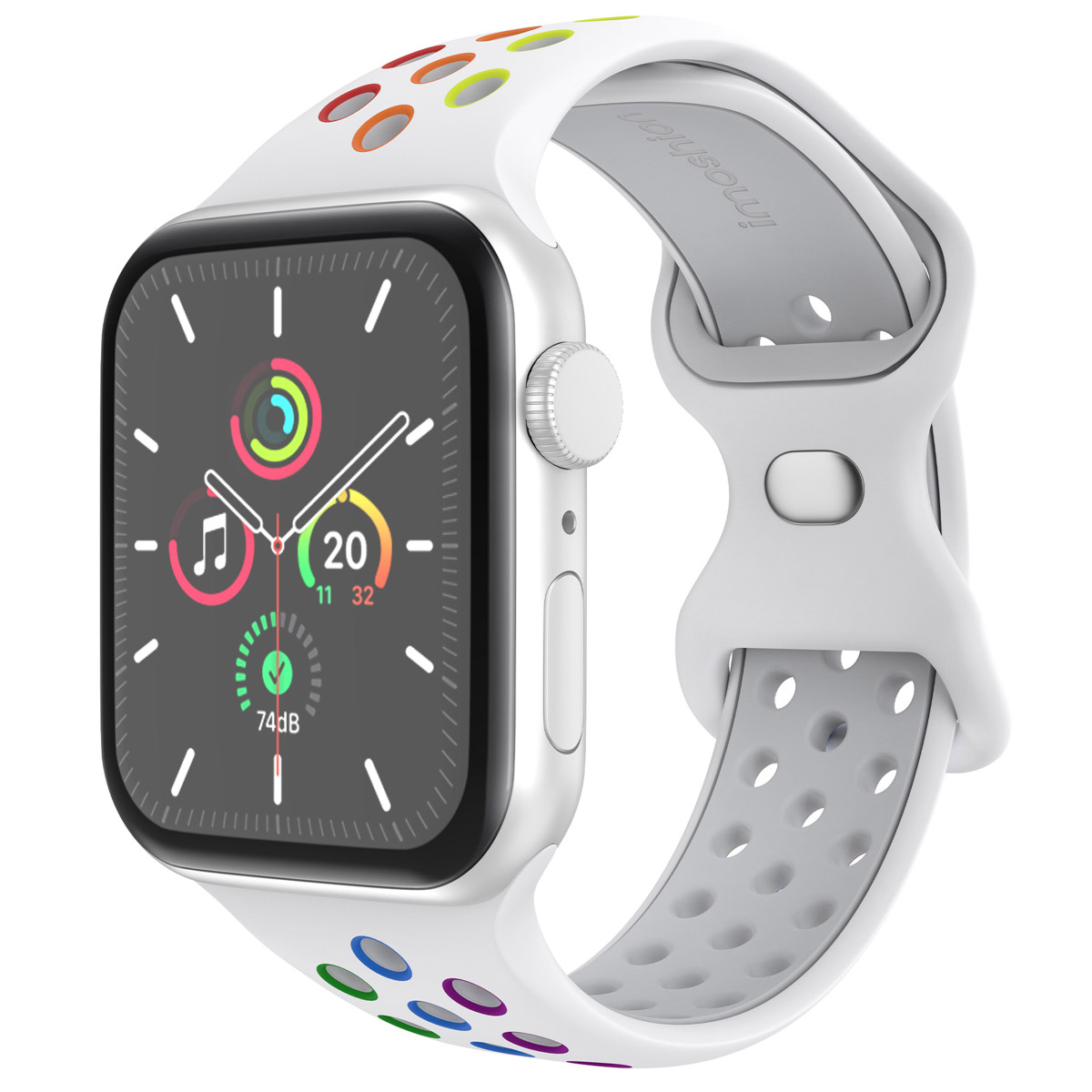 imoshion Siliconen Sport⁺ bandje voor de Apple Watch | 38/40/41/42 mm - Maat S/M - White Rainbow
