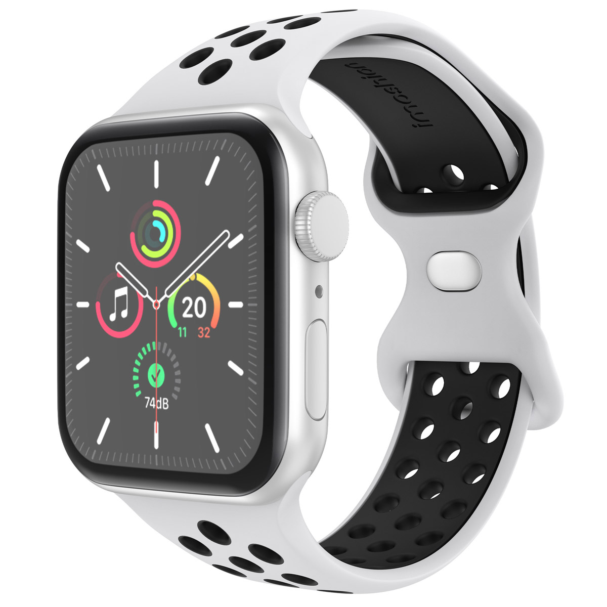 imoshion Bracelet Sport⁺ en silicone Apple Watch | 38/40/41/42 mm - Taille M/L - White / Black