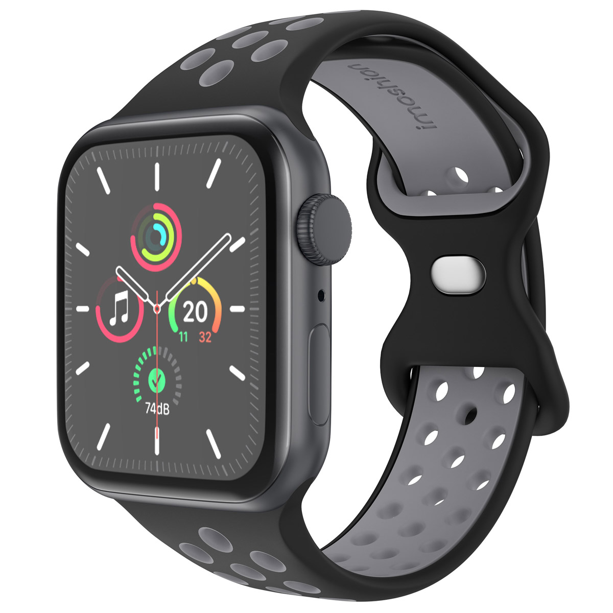 imoshion Bracelet Sport⁺ en silicone Apple Watch | 38/40/41/42 mm - Taille M/L - Black / Grey