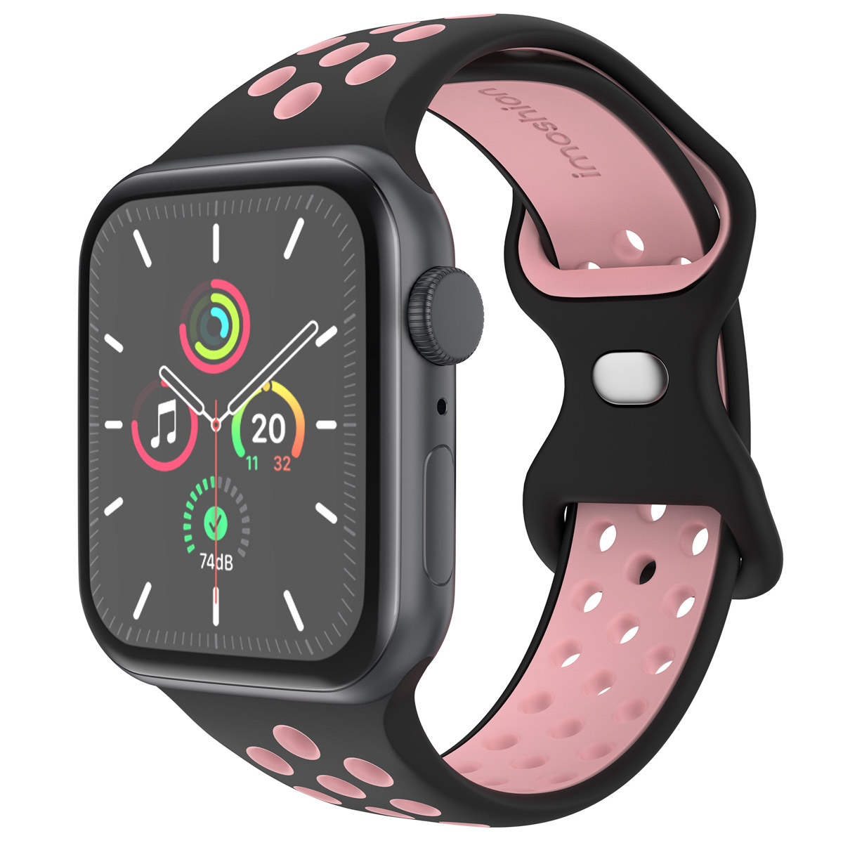imoshion Bracelet Sport⁺ en silicone Apple Watch | 38/40/41/42 mm - Taille M/L - Black & Pink